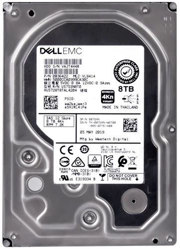 Compatible Dell 007GVN 07GVN HUS728T8TAL4204 8TB 4KN 7200U/Min 256MB SAS-3 3.5'' - Picture 1 of 2