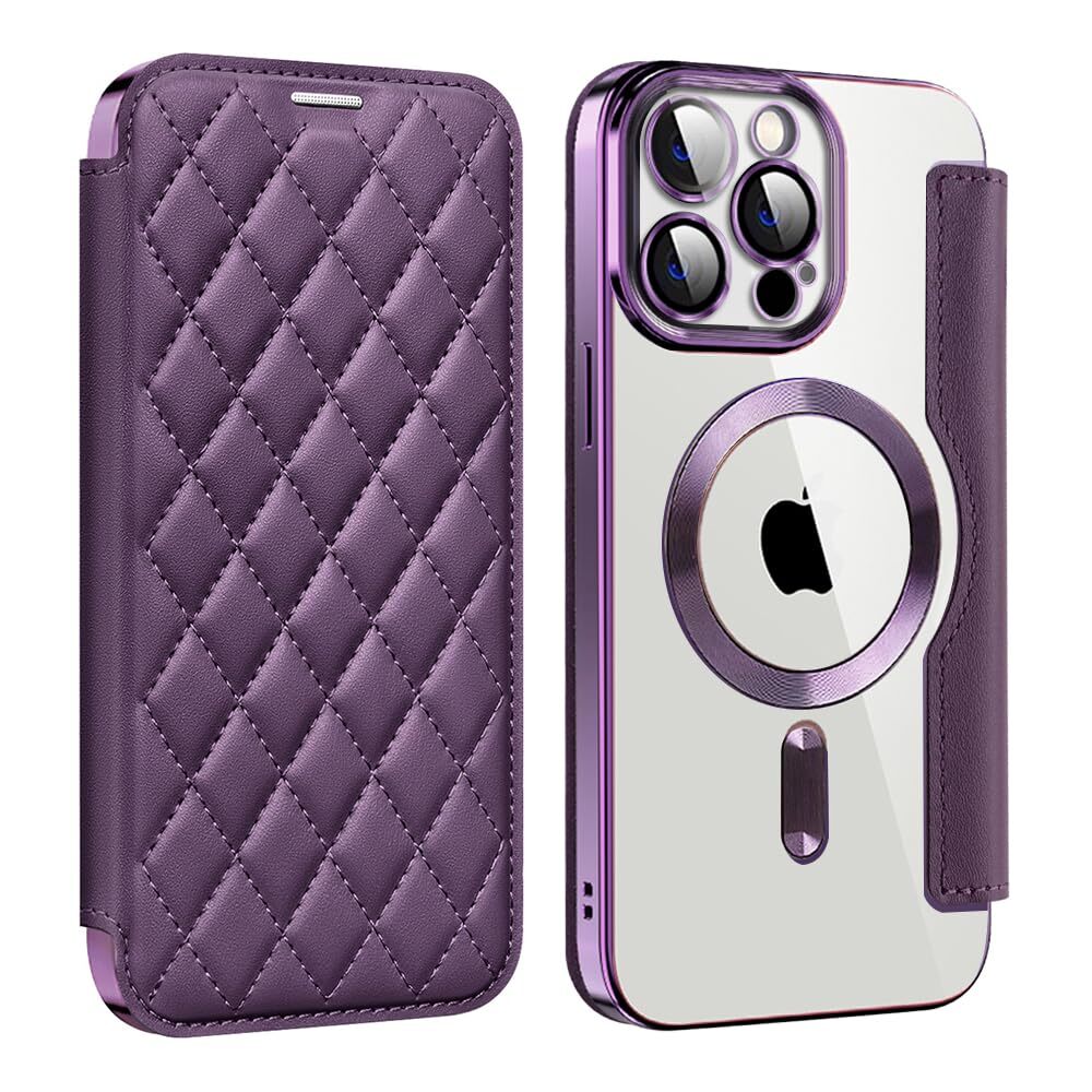 MuZiF for iPhone 12 Pro Case Notebook Type Magsafe Compatible Clear Back Tr 545