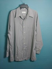 VanHeusen Mens Size XL Gray Long Sleeved Button Front Dress Shirt