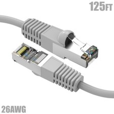 125FT Cat5E RJ45 Network LAN Ethernet FTP Shielded Patch Molded Cable 26AWG Gray