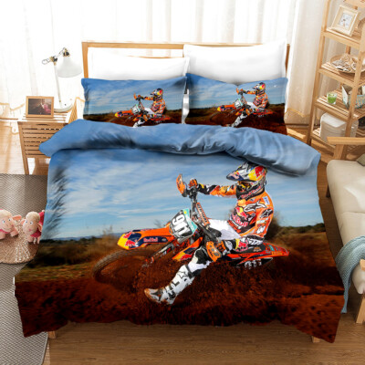 3D Motorradfahrer Himmel Landschaft Quilt Cover Set Bettwäsche Sets Kissenbezüge