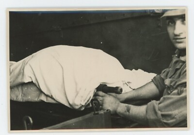 Vintage Photo Postmortem Coroner Covered Man Horrific Car Crash Victim 1940s