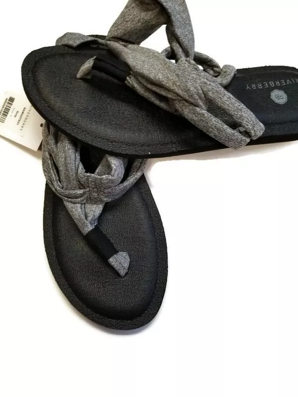 Riverberry Namaste Sling Style Flip Flops With Yoga Mat Padding Womens Sz 8  Gray