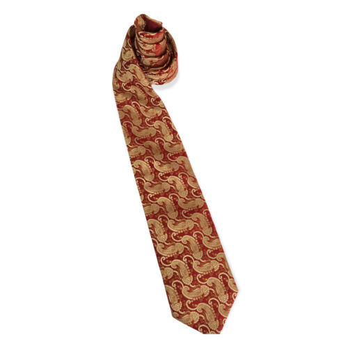 Lorenzo Cana Men's Silk Necktie Hand Made 59" Gold and Burgundy Red Paisley - Afbeelding 1 van 7