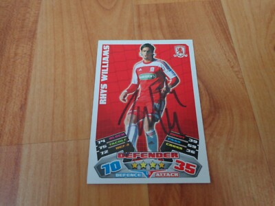 Handsigniert Rhys Williams Middlesbrough Fußball Sammelkarte Match Attax 2011