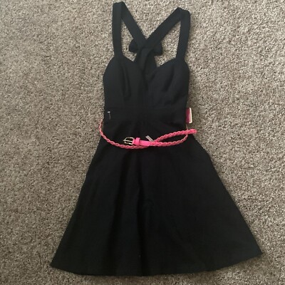 black dress pink belt Made to measure Black and pink dress main image 0