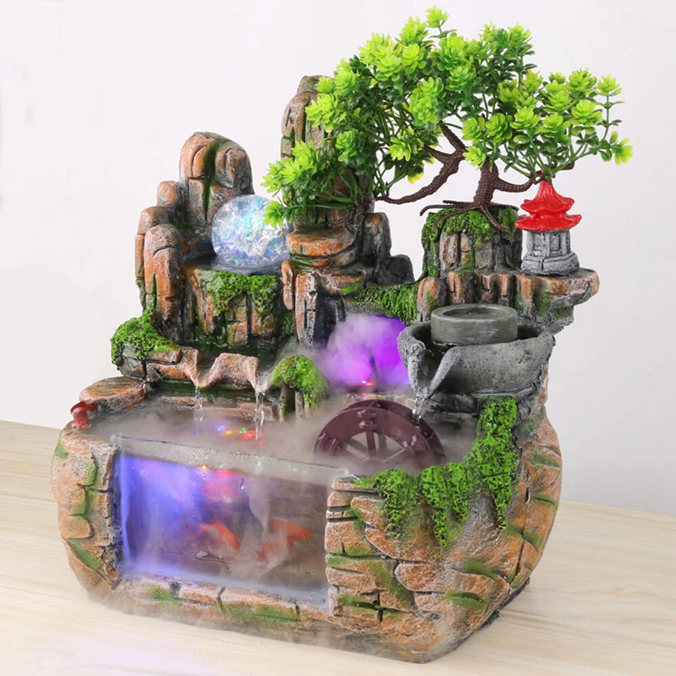 Indoor Tabletop Rockery Fountain Waterfall Feng Shui Water Sound Desktop Decor - Image 2 of 4