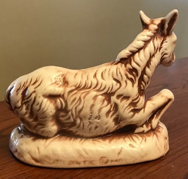 3 VTG Atlantic Mold Ceramic Nativity Animals Cow Donkey Goat 3" 5