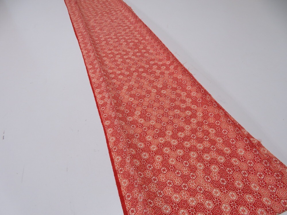 赤 M 3N07z40 Japanese Kimono Silk FABRIC Flowers Orange-Red 55.9x7.5 | eBay