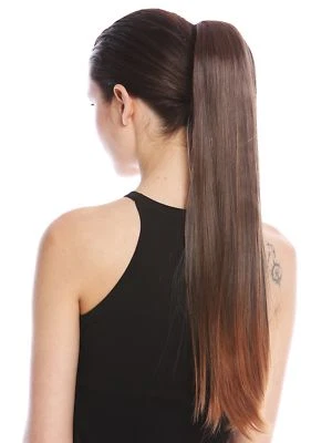 Postiche Tresse Queue de Cheval Peigne Bändchen 63cm Lisse Braun Mélange - Photo 1/4