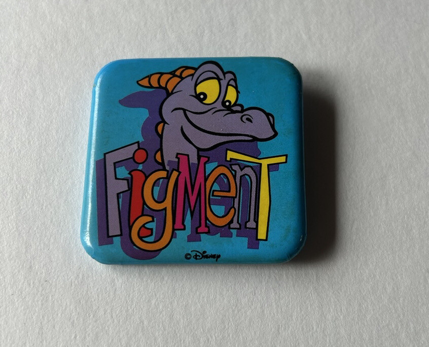 Vintage Disney Figment Pin Back Button. Retro Used See Pics.