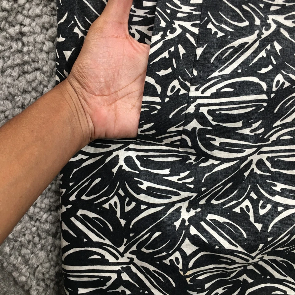 Blazer Chicos Mujer Mezcla Lino Talla 2 US L Negro Blanco Abotonable Mangas 3/4 Foto 3 de 4