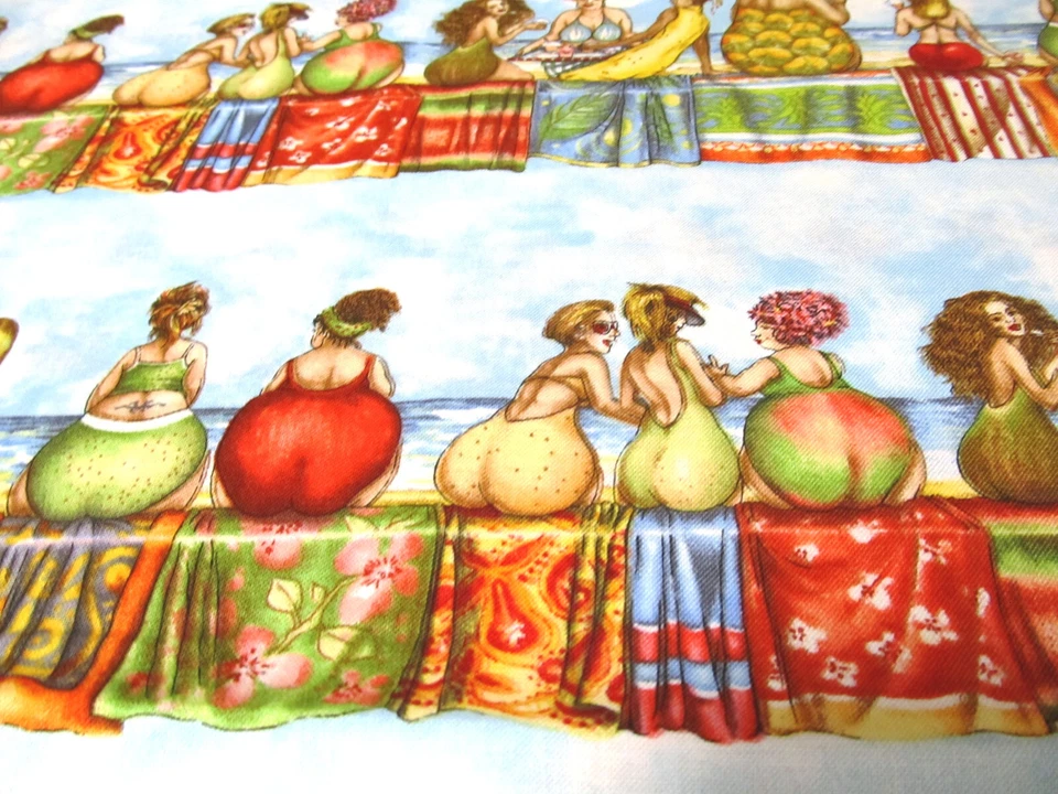 Fruit ladies  Dicke Frauen Bordüre    Patchworkstoff  Baumwolle  47x110cm - Bild 4 von 4