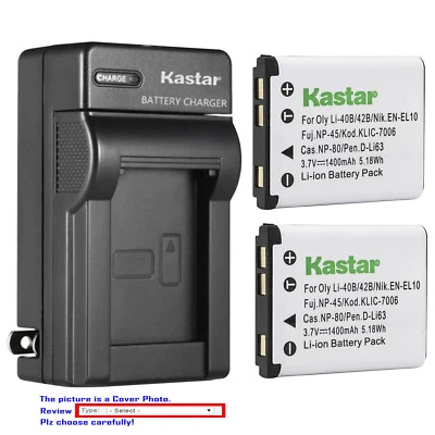 Kastar Battery Wall Charger for Olympus Li-40B Li42B & Olympus FE-340 Camera