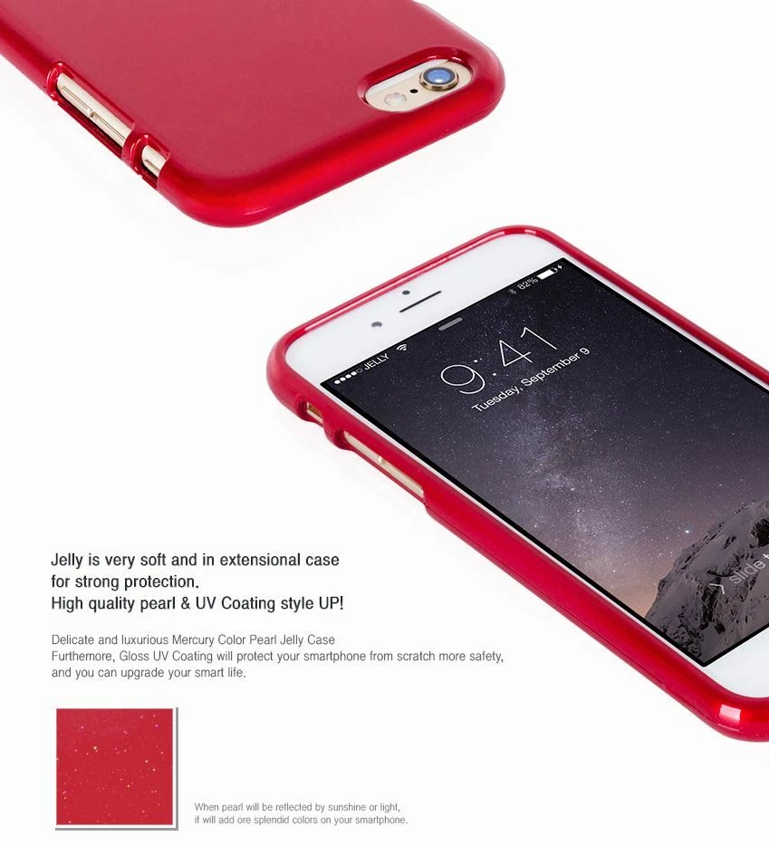 Funda a prueba de golpes TPU de silicona para iPhone 6+/6s+ (PLUS) Mercury Goospery Pearl Jelly Foto 2 de 4