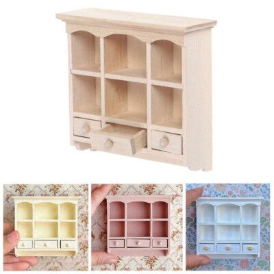 1/12 Scale Dollhouse Miniature Plain Wall Cabinet Model Wooden Furniture Kitchen