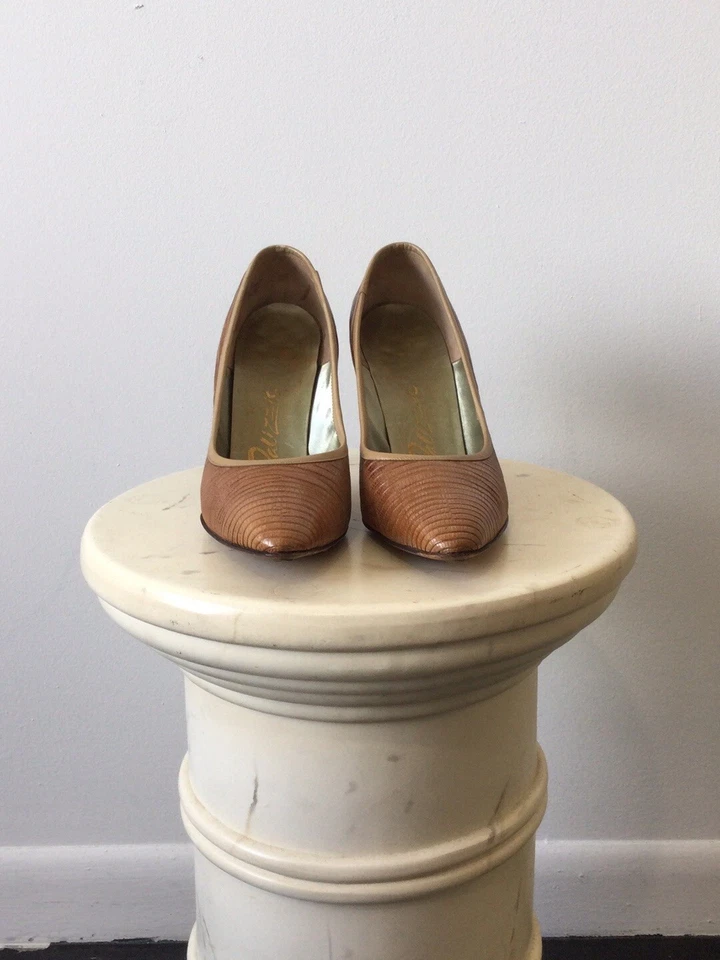 vintage 60s Palizzio Lizard Skin Kitten Heel Shoes - Image 3 of 4