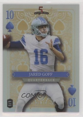 2024 Wild 5 Card Draw Stacked Deck Jumbo Gold Rainbow Foil 1/1 Jared Goff 19a0
