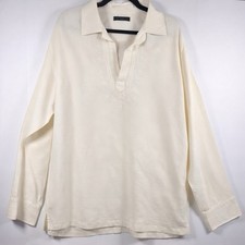 Banana Republic Womens Shirt Dress Linen Ivory / Boho Beach Long Sleeve Size XL