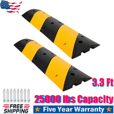 2 Pack 3.3 Ft Rubber Speed Bump, Heavy Duty Speed Bumps, 25,000 LBS Capacity