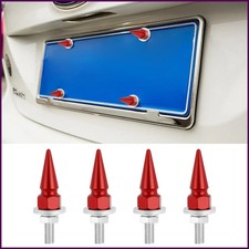 4PCS Spikes License Plate Screws for 2.05x0.70x0.23 inch, Red