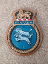 Vintage HMS Natal. Royal Navy Ships Wall Plaque/ Crest Shield 1915
