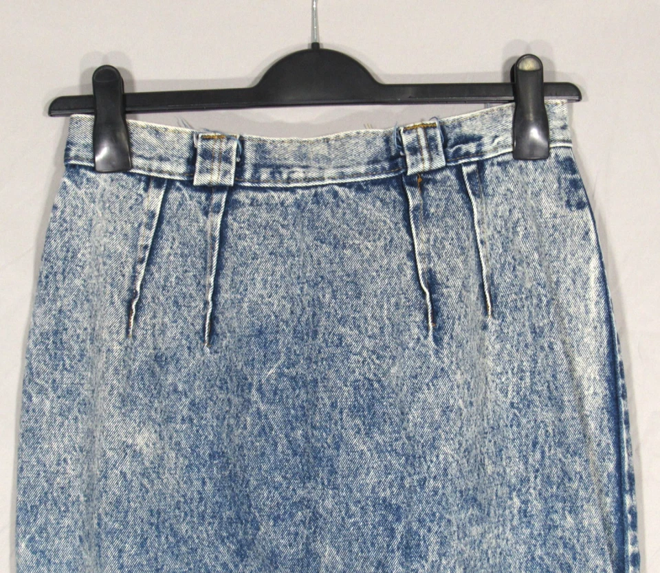 Falda Jean DE COLECCIÓN VENEZIA Original Ropa Deportiva ÁCIDO DENIM Plisada DETALLE DE BOTÓN Talla 12 Foto 3 de 4