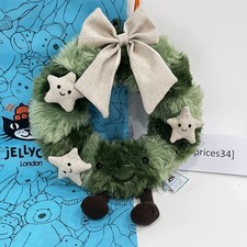 New Jellycat Amuseables Wreath Festive Holiday Christmas Gift Tag + DustBag 35CM
