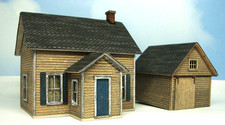 HO Scale Built Wood Model House and Garage