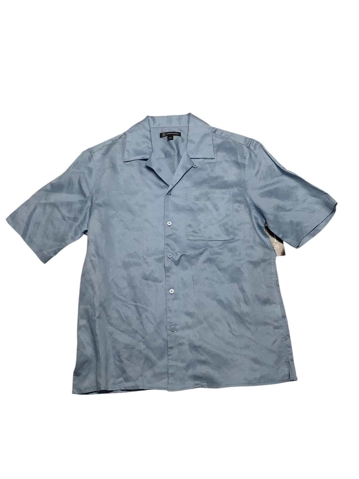 Мужская рубашка на пуговицах с коротким рукавом INC International Concepts средне-синего цвета