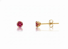 14K Yellow Gold 3mm Birthstone Round Shaped Stud Push Back Earrings for Women