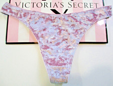 VICTORIA'S SECRET PINK Crushed Velvet Thong Panty VS Purple Mauve Ice XL NWT