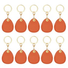 10pcs Leather Keychain,45mm Sublimation Keychain Blanks,Water Drop,Orange