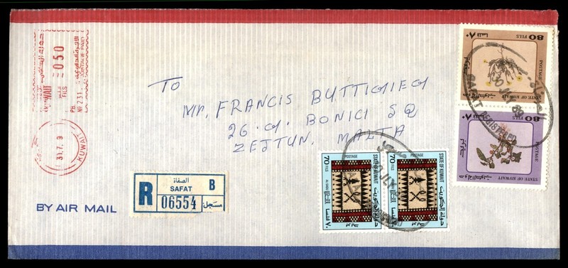 Mayfairstamps Kuwait 1989 Reg Safat to Zejtun Malta Cover cca_05511