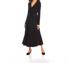 NEW KAREN KANE BLACK FIT & FLARE MIDI PLEATED JERSEY DRESS SIZE XL $149