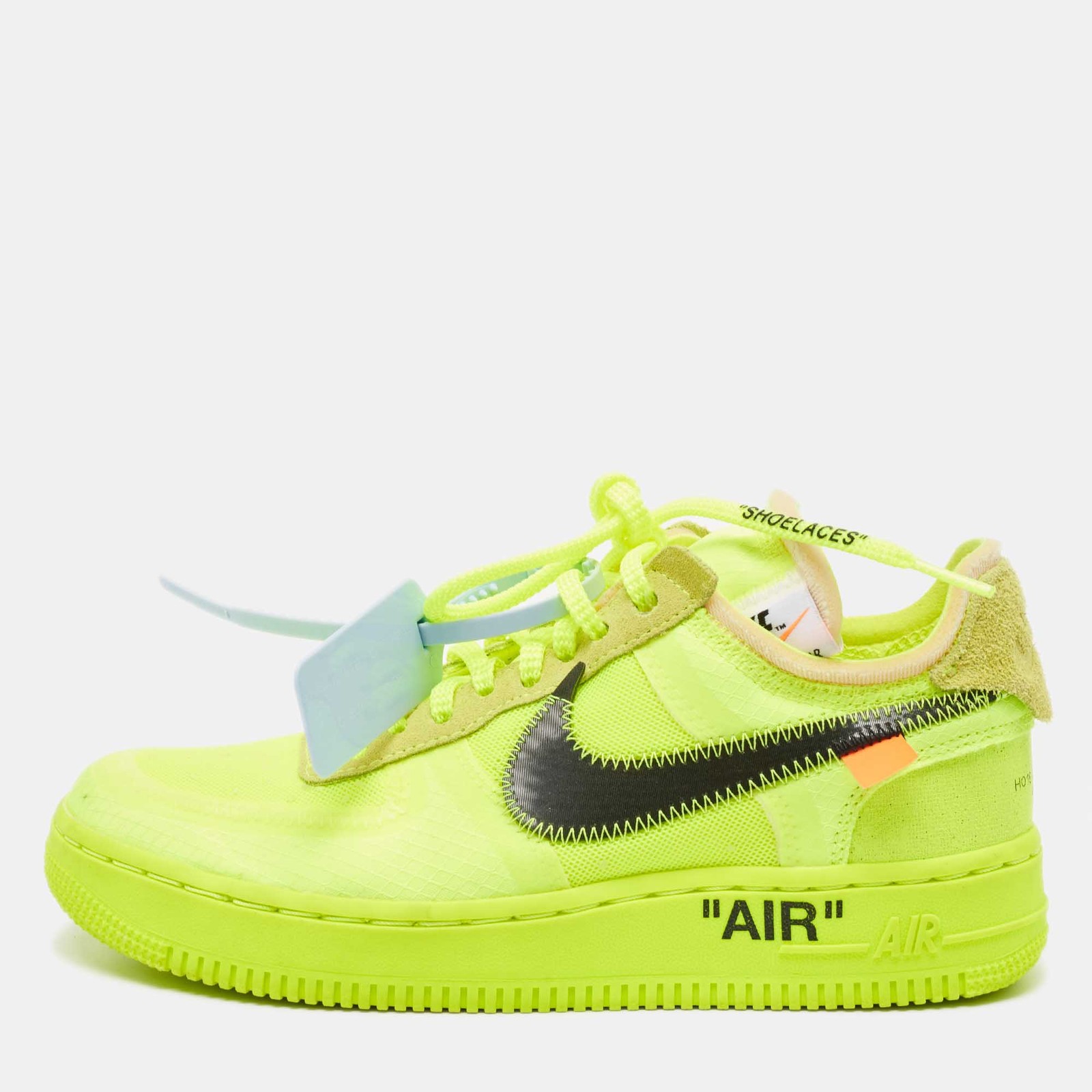 OFF WHITE X NIKE Sneakers bianche x Nike verdi in rete scamosciata e pelle scamosciata Force 1 bianche basse Volt taglia 36