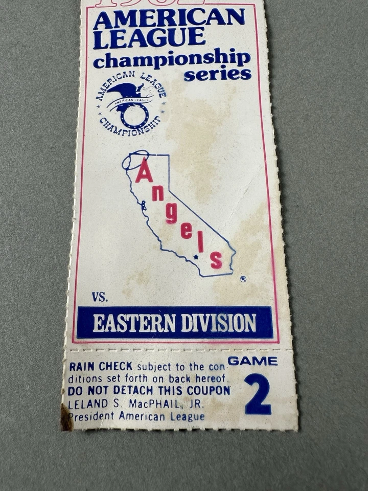 Reggie Jackson Molitor Home Run ALCS Game 2 Ticket Stub Brewers Angels MLB 1982 - Image 3 of 4