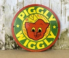 VINTAGE PIGGLY WIGGLY Dome PORCELAIN GASOLINE SODA POP GAS OIL PUMP STATION SIGN