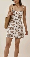 ReformationRoarke Linen Dress White Cowboy Western Rodeo Sz 8 Sonora Sweetheart