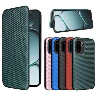For OnePlus Ace 6, Luxury Carbon Fiber Leather Business Wallet Stand Case Cover