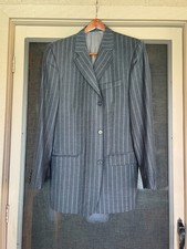 Vintage Italy Bachrach Light Weight Wool Gray Pinstripe 42L Regular Blazer