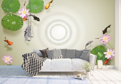 3D Lotus Goldfisch C312 Tapete Wandbild Fototapete Abnehmbarer Amy