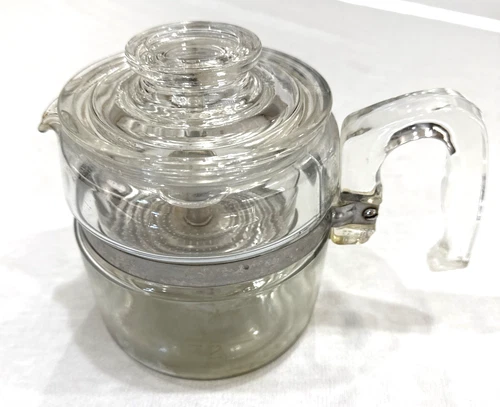 Vintage Pyrex Flameware Glass Percolator 7754-B - 4  Cup Coffee Pot Complete