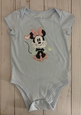 Light Blue Minnie Mouse Short Sleeve One Piece Bodysuit Size 18 Months