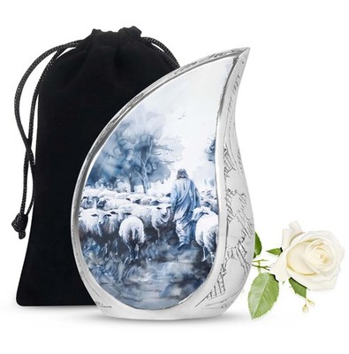 Snow White Shepherd Memorial Urn For Adult Mother Ashes (10 Inch)