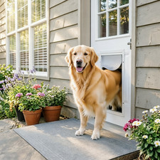 27"x17" Large Dog Door Aluminum Pet Cat Magnetic Lockable Flap Screen Gate XL