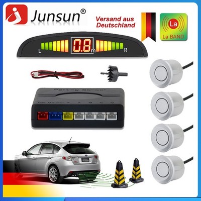 Silber PDC LED Einparkhilfe Nachrüsten hinten Rückfahrwarner Parksensor 4 Sensor