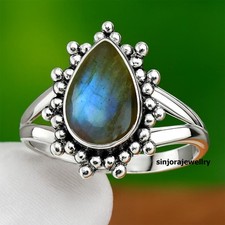 Blue Labradorite Gemstone 925 sterling silver handmade Gift Ring US size 5 to 13