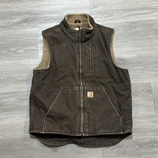 Carhartt V33-DKB Sandstone Duck Sherpa-Lined Vest Men's Size M