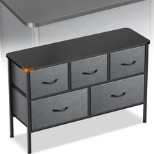 Dresser for Bedroom with 5 Drawers 5 Storage Drawers Organizer Unit Curved Grey